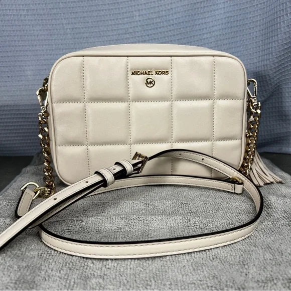 🔥 NWT Michael Kors Jet Set Charm Small Leather Crossbody Bag - LT Light Cream - Picture 2 of 16